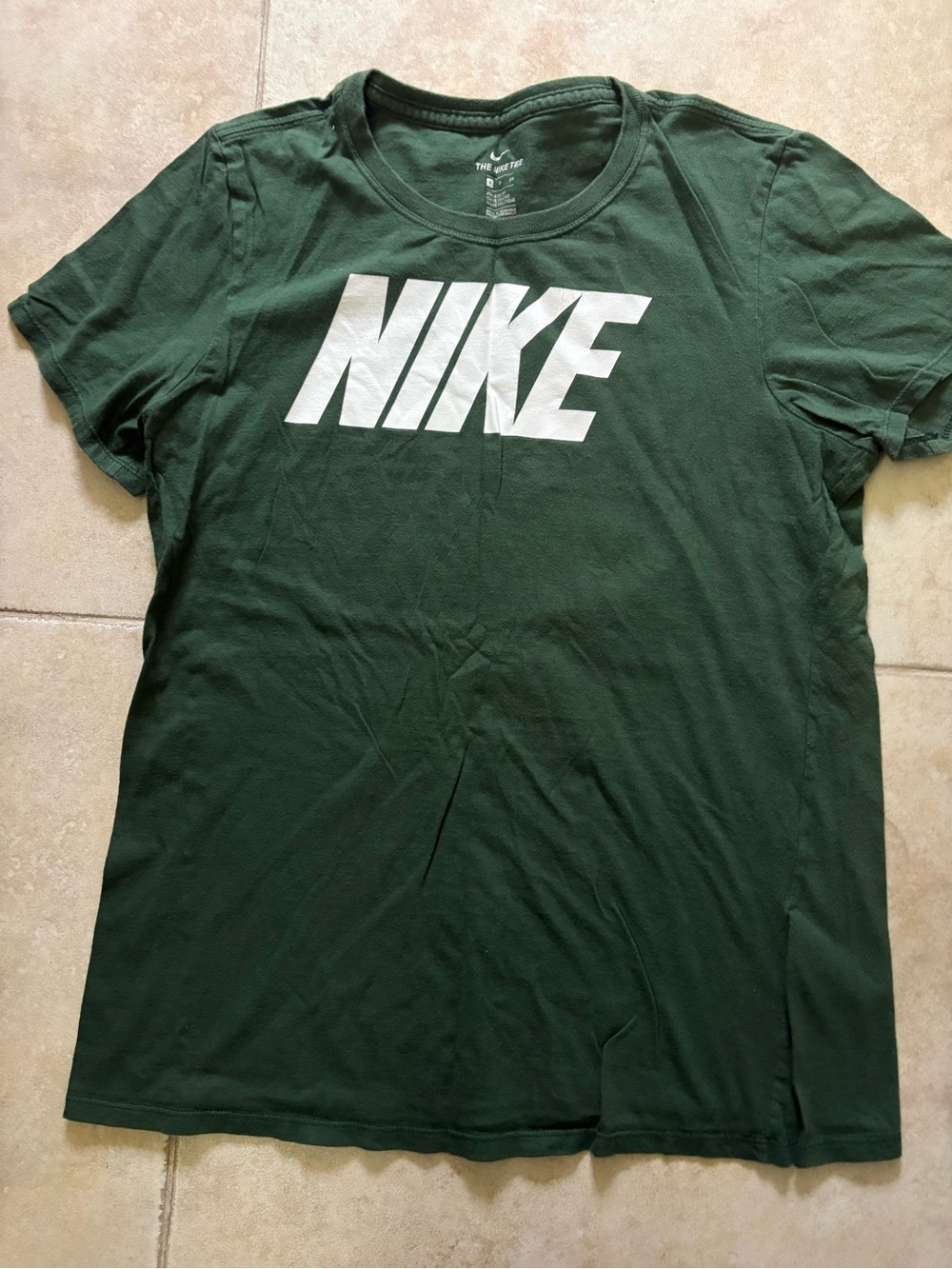 Nike Women's Dark Green Crew Neck Logo Tee